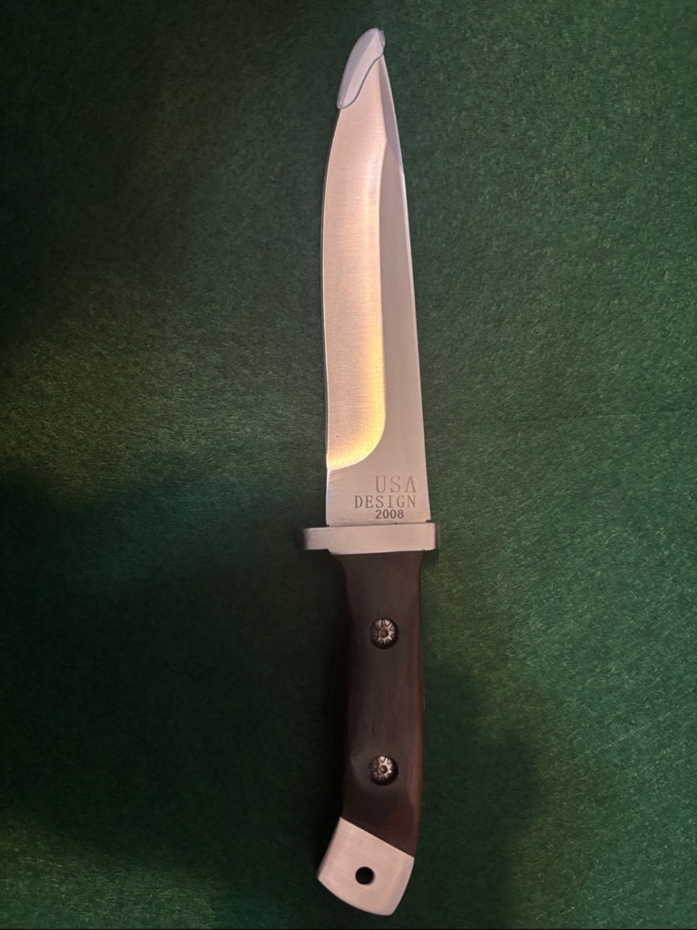 USA Buck Design 2008 Fixed Blade Knife – Silver Blade, Brown Handle